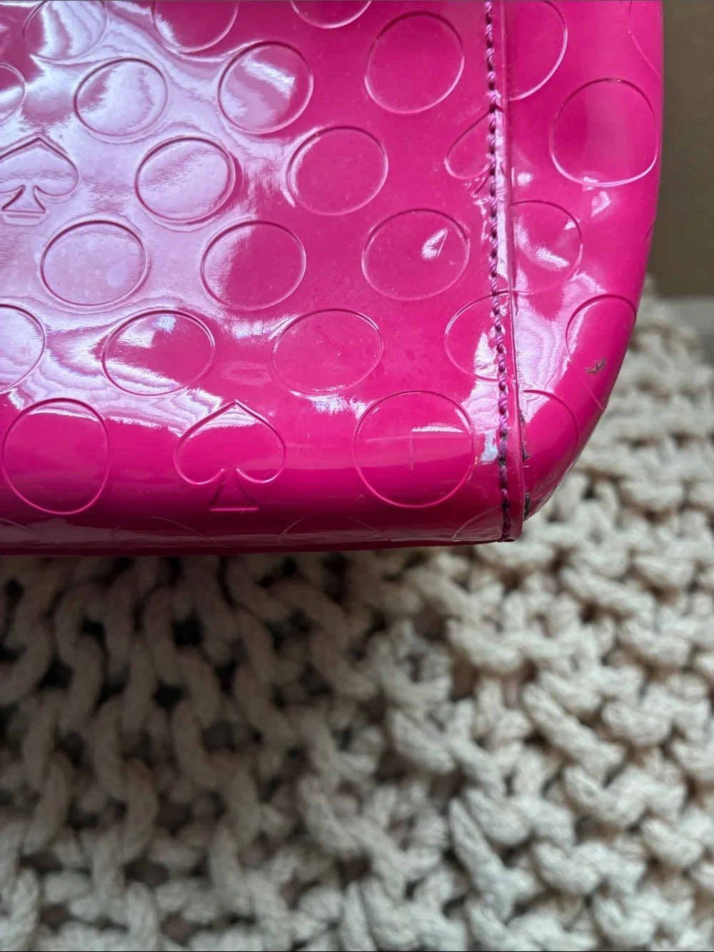 kate spade Hot Pink Patent Circle-Embossed Tote